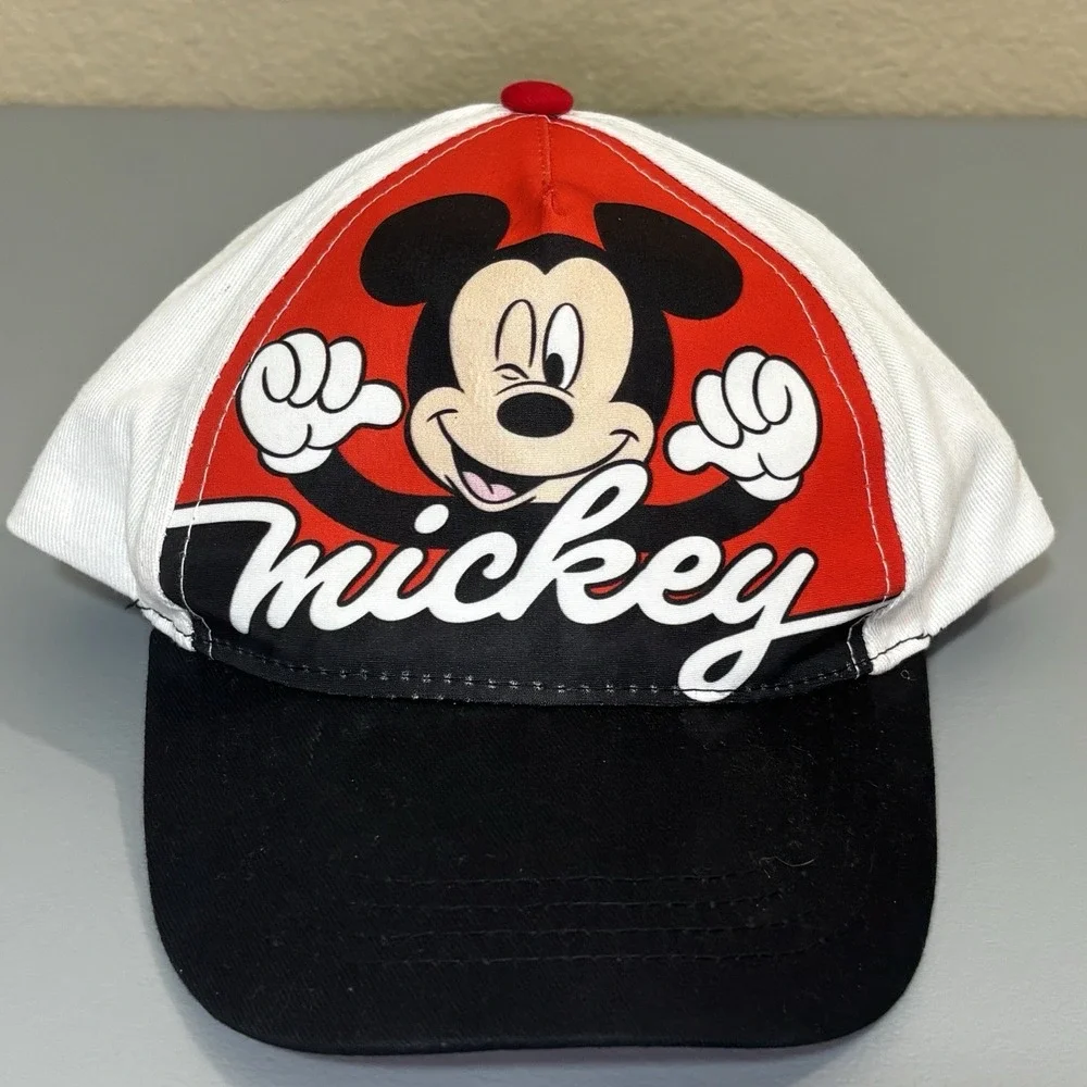 Mickey Mouse Disney Parks Signature Hat Adjustable Red White Black Junior Size
